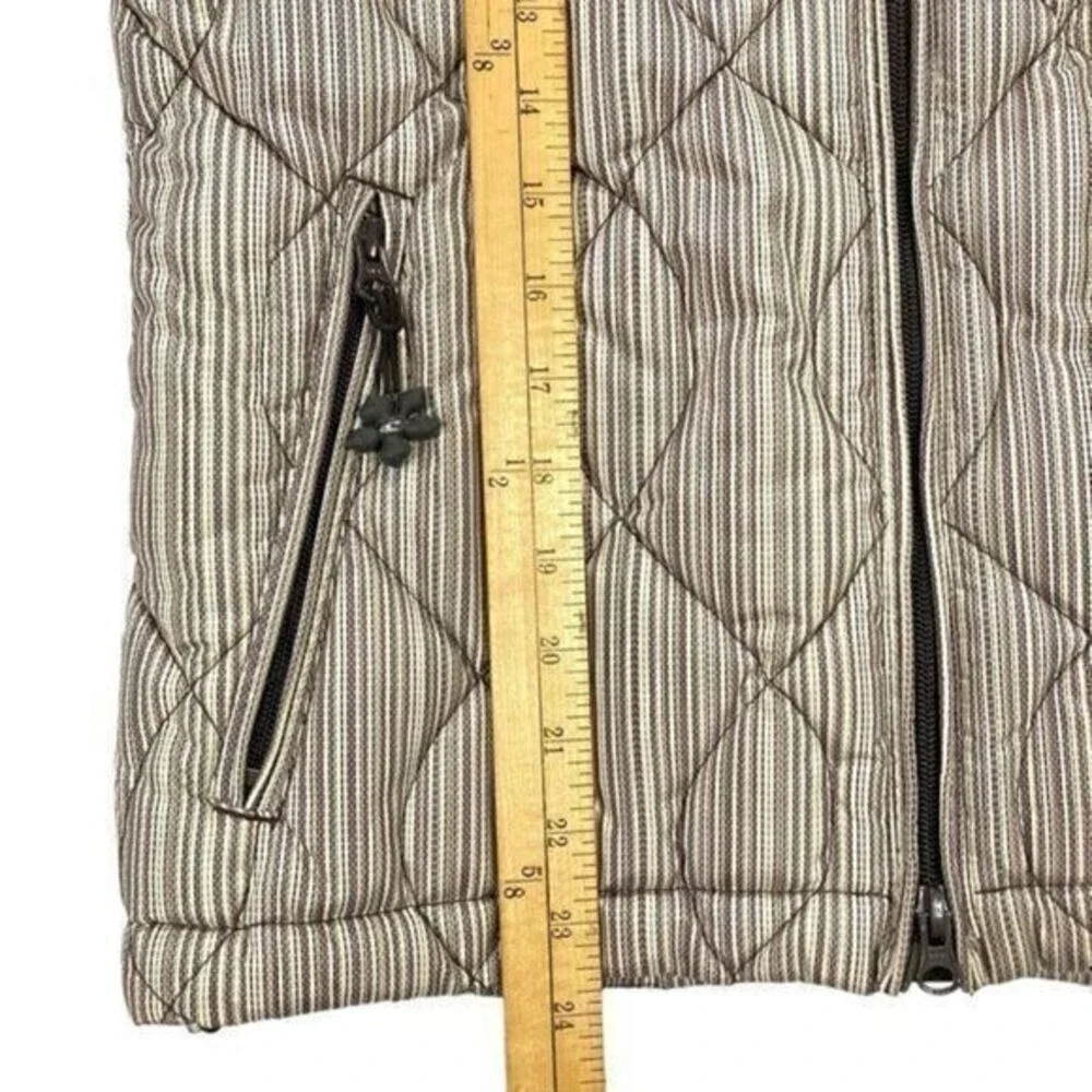 O'Neill Transit Quilted Puffer Vest Women S Tan Brown Striped Goose Down Outdoor